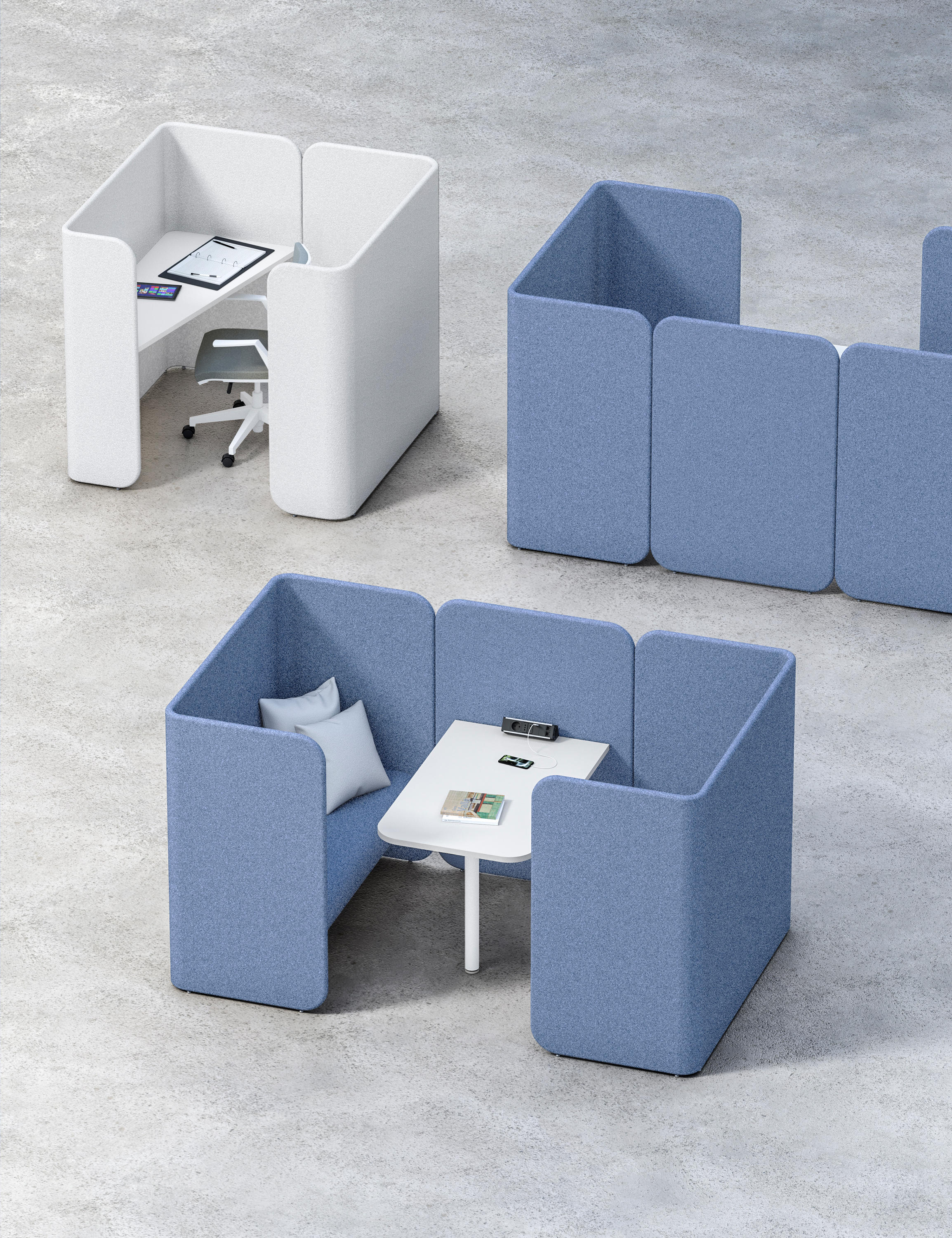办公屏风|屏风工作站|办公家具|设计师家具|Hug Modular Pods 工作卡位